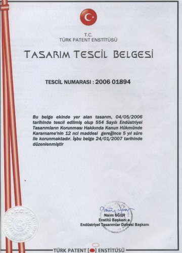 Tasarım Tescil Belgesi